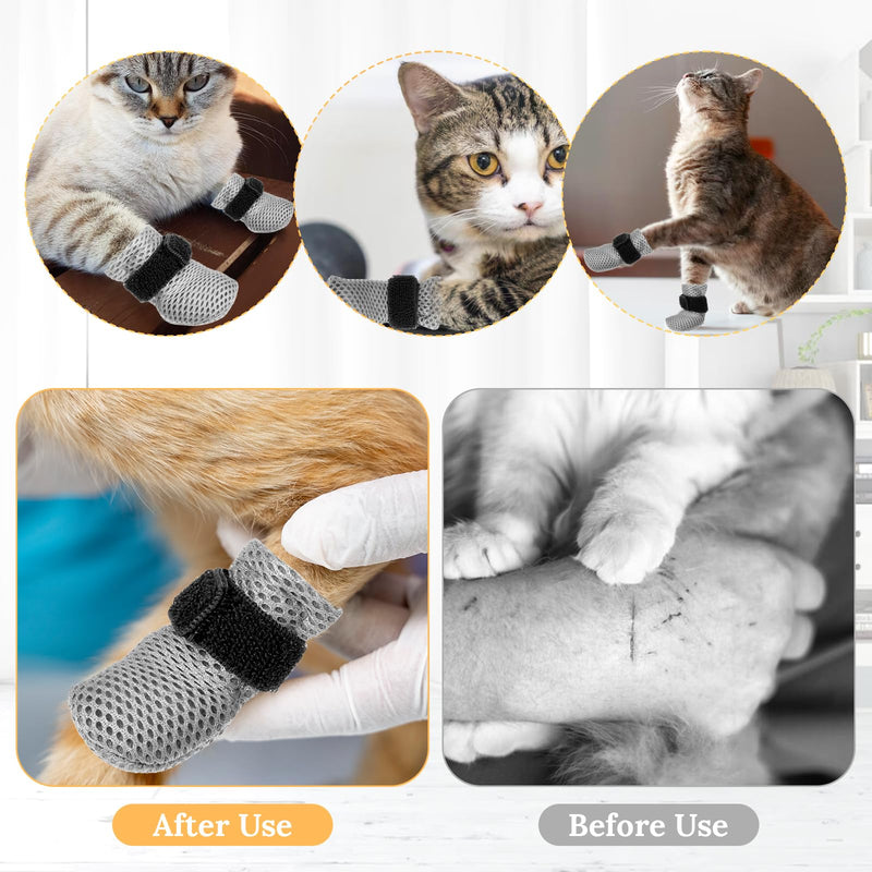 4 Pcs Cat Boots Anti Scratch Mittens Gloves Adjustable Cat Claw Protectors Foot Covers Mesh Breathable Cats Shoes to Prevent Scratching for Pet Bathing Feeding Cutting Nail Trimming - PawsPlanet Australia