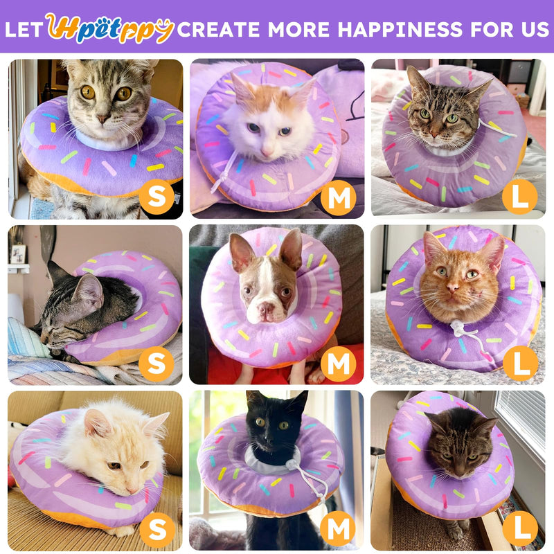 Cat Cone Collar Soft, Cat Recovery Collar for Wound Healing Cute Cat Donut Adjustable Cat Cones to Stop Licking Comfortable Lightweight Neck Elizabethan Collars for Cats Kittens After Surgery Medium Donut Purple - PawsPlanet Australia