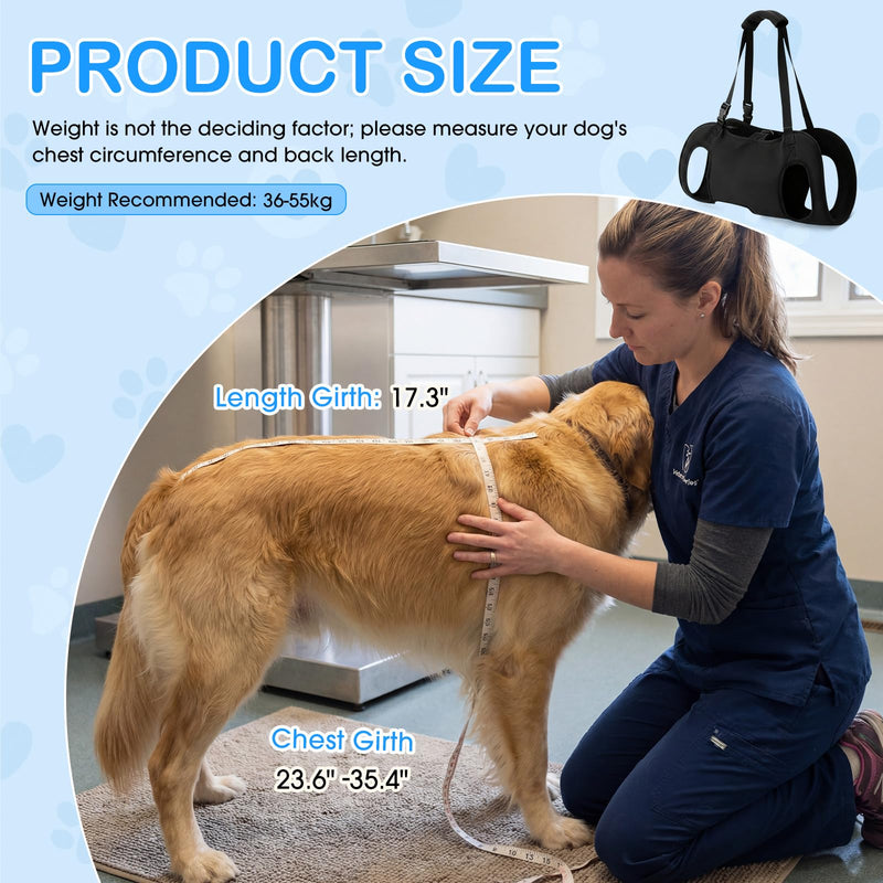 Dog Carry Sling Emergency Backpack Pet Legs Support and Rehabilitation Dog Lift Harness Adjustable Lifting Straps Carrier for Senior Dogs Joint Injuries, Arthritis, Hiking, Skiing, Black(L) L - PawsPlanet Australia