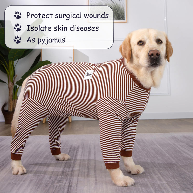 Dog Recovery Suit - Long Sleeve Onesie With Zipper, Bodysuit After Surgery, Surgical Suit, Post Spay/Neuter Wounds Protector, Medical Pet Shirt, Cone Alternative for Female/Male Dogs 2XL Coffee