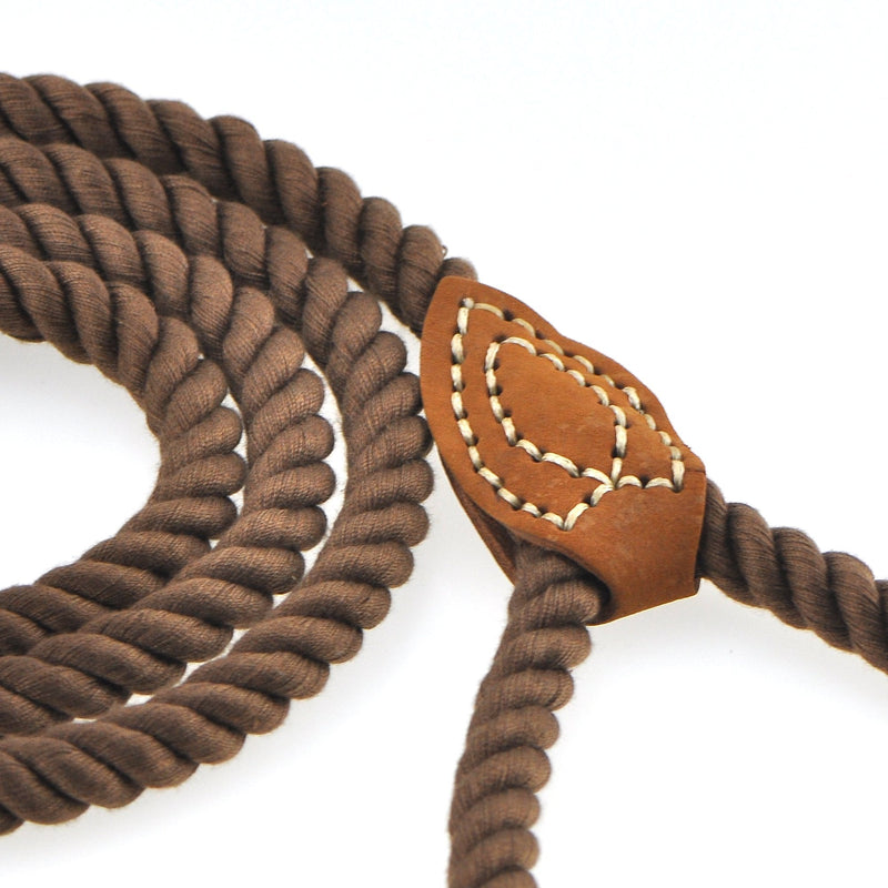 Mile High Life Dog Leash, Braided Cotton Rope Leashes with Leather Tip - Heavy Duty Metal Clasp, 4FT, 1/2" Thick - Wedding, Walking & Training Leash for Small Medium Large Dogs (Dark Brown) 48 Inch-1/2" Cotton Handle-Dark Brown