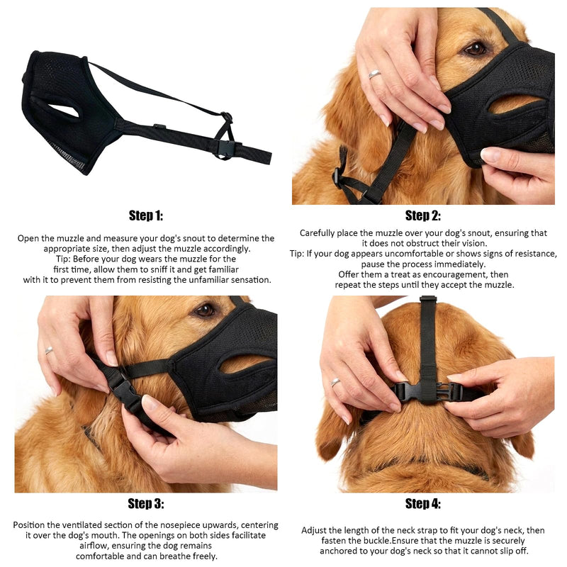 Dog Muzzle – Mesh Soft Muzzle for Small Medium Large Sized Dogs, Adjustable for No Bark, Scavenging, Licking & Chewing, Prevent Biting, Black (XL) XL - PawsPlanet Australia