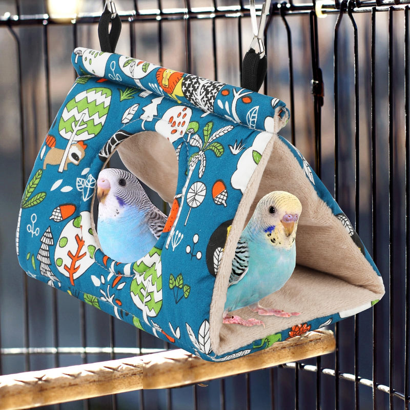 Rypet Winter Warm Bird Nest House - Hanging Hammock Velvet Shed Hut Cage Plush Fluffy Birds Hideaway Sleeping Bed Fuzzy for Parrot Parakeet Cockatiels Budgies Lovebird Small（Blue） Small (Pack of 1) Blue - PawsPlanet Australia