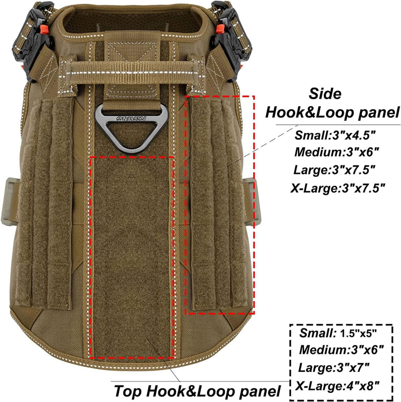 Tactical Dog Harness,X-Large Size, 2X Metal Buckle,Working Dog MOLLE Vest with Handle,No Pulling Front Leash Clip,Hook and Loop Panel - PawsPlanet Australia