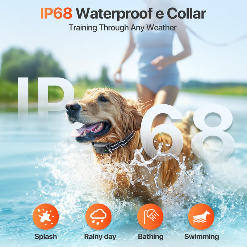Dog Training Collar, Dog Shock Collar with Remote Control, Electric Shock Collar with 4 Training Modes, IP68 Waterproof Rechargeable e Collar for Large Medium Dogs with Beep Shock and Security Lock Black - PawsPlanet Australia