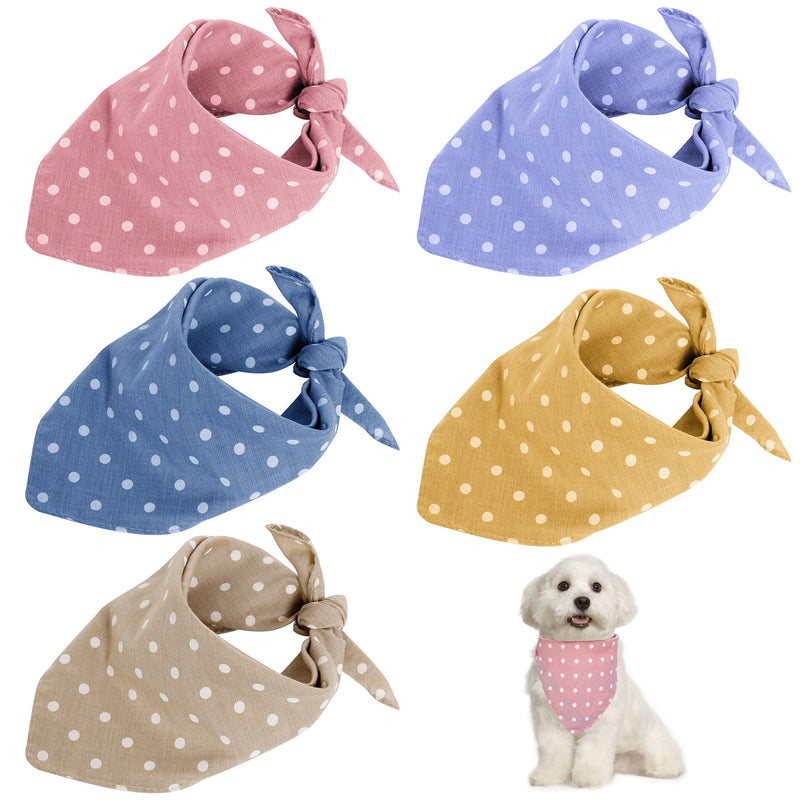 5 Pcs Puppy Cat Scarves Polka Dot Dog Bandana Cotton Fabric Pet Triangle Scarf for Dogs Cats Daily Handkerchief Accessories for Small Medium Large Puppies Cats, 5 Colors - PawsPlanet Australia