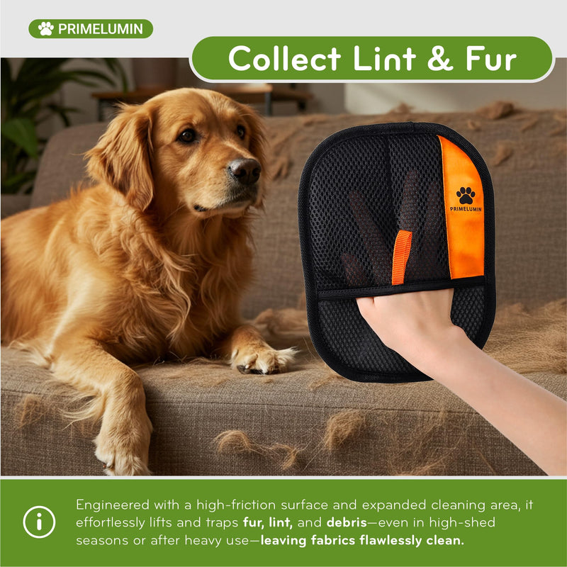 Pet Hair Removal Glove for Dogs & Cats, Newly Upgraded with Reinforced Stitching & Premium Fabric, Reusable Electrostatic Pet Hair Remover for Furniture, Couch, Carpet, Clothing & Car Seats Large - PawsPlanet Australia