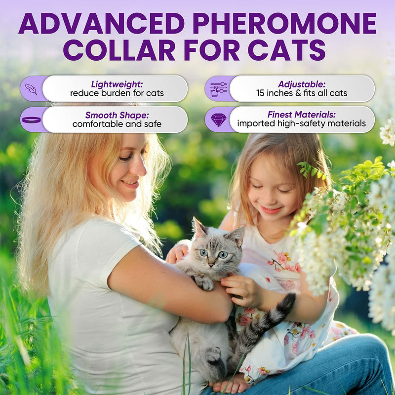 4 Pack Calming Collar for Cats, Cat Calming Collar, Calming Pheromone Collar for Cats, Cat Pheromone Collar, Cat Calming Collar for Anxiety, Efficient Relieve Anxiety Stress (Purple)