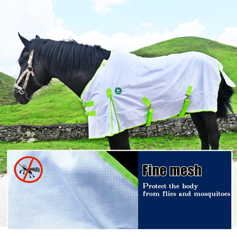 Comfy Mesh Horse Fly Sheet with Advanced UV & Insect Protection – Lightweight Summer Fly Rug for Equine（White 80in） white 80Inch-203cm