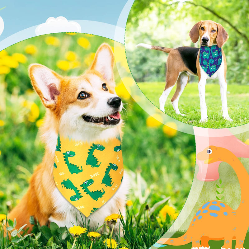 Sanwuta 30 Pcs Dinosaur Dog Bandana Bulk Spring Summer Soft Triangle Dog Bib Colorful Doggie Kerchief Scarf Adjustable Washable Pet Bib for Doggie Cat Puppy Grooming Boys and Girls(X Large) X Large - PawsPlanet Australia