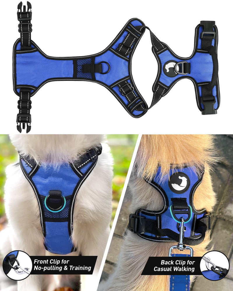 Joytale Dog Harness (Chest: 15-34"), Dog Collar and 6FT x 1" Wide Dog Leash Set, Reflective Neoprene Padded Collar and Leash, and Adjustable Soft Harness with Handle for Dogs - PawsPlanet Australia