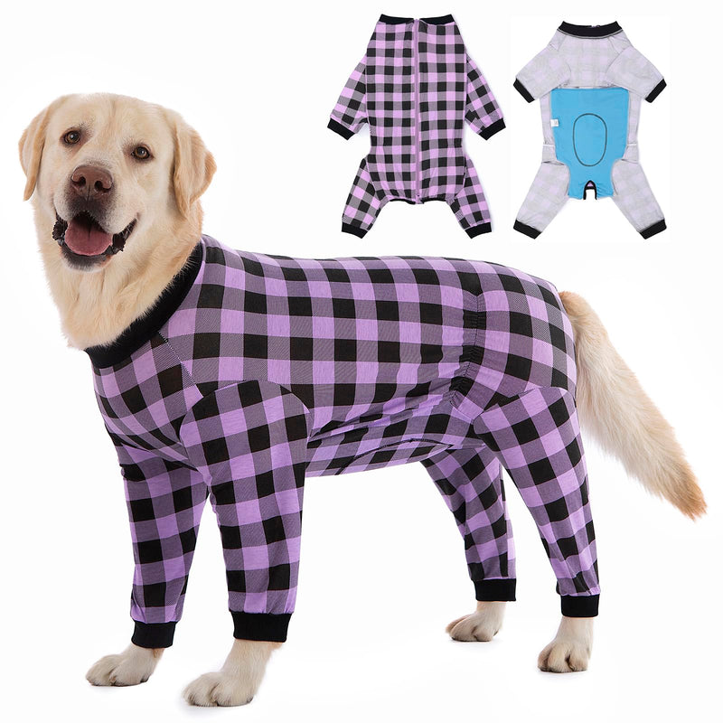 Dog Recovery Suit Full-Zipper After Post-Surgery Large Medium Dogs, Dog Bodysuit for Prevent Licking& Chewing Wounds Onesies Cone Alternative (Purple, 5X-Large) Purple