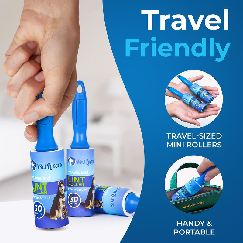 PetLovers Mini Lint Rollers for Travel 4 Pack - Small Sized Lint Removers for Easy Portability, Great for Pet Hair and Debri Pickup 4 Pack Mini - PawsPlanet Australia