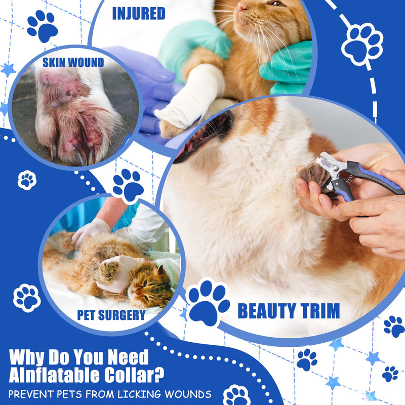 Inflatable Collar for Dog, Cat, Adjustable, Soft Collar, Protective Collar for Dog, Adjustable Buckle, Leak Protection Collar, Pet Elizabethan for Vision, Not Blocked, S