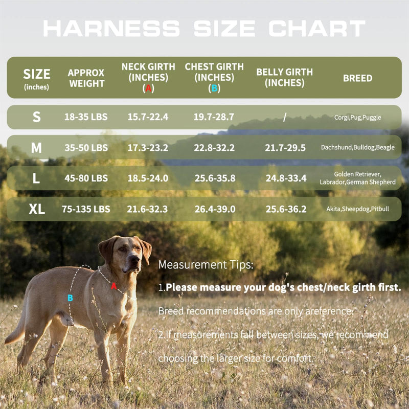 Dog Harness for Large Dogs Heavy Duty, Tactical No Pull Dog Harness with Molle System, Easy On and Off Service Dog Vest, Breathable Padded, Adjustable Reflective Pet Vest for Walking Hiking Training L(Neck:18-24",Chest:25-36"),45-80 lbs Green - PawsPlanet Australia