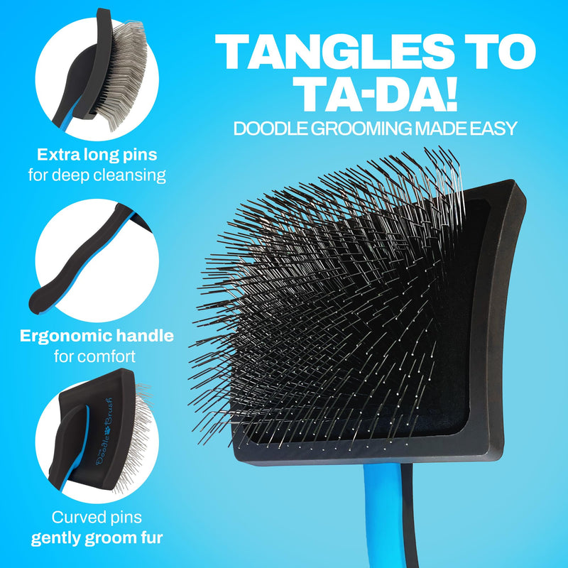 Slicker Dog Brushes for Grooming Detangler, Poodle Pin Dematting Dog Grooming Brushes, Extra Long Pin Slicker for Goldendoodle, Cockapoo, Cavapoo, Tangle-Free Groom Shiny Coat