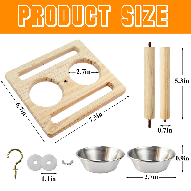 Bird Perch with Stainless Steel Feeding Bowl Cups,Parrot Wood Perch Stand Toy,Bird Cage Accessory,Parakeet Supplies for Parakeet Lovebird Cockatiel Conure Budgie Small Parrots (Large size) - PawsPlanet Australia