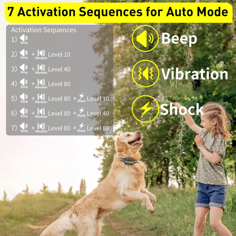 PetJoy Automatic Bark Collar for Dogs - Shock Collar with Remote and Auto Modes, Bark Training Combo - Level 1-5, 3300 Ft Range Collar 02 - PawsPlanet Australia