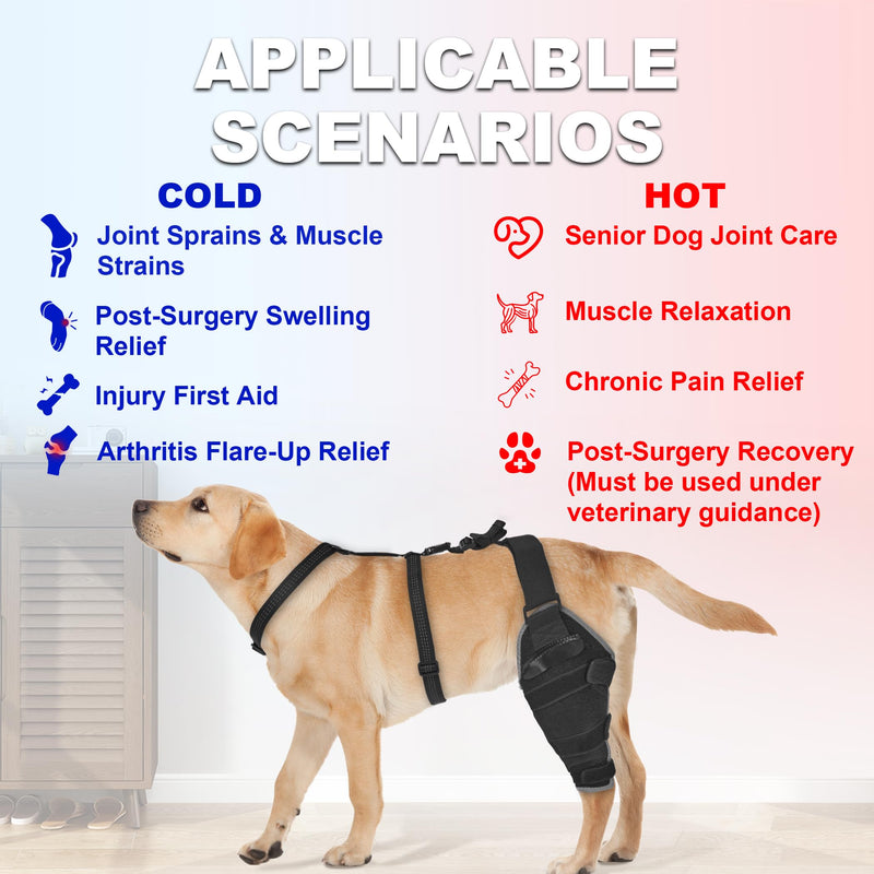 Dog ACL Brace Hind Leg, Hot/Cold Compress Dogs Knee Brace for Joint Pain, Knee Discomfort, Removable Gel Packs Pet Leg Brace, Rear Left Leg, L