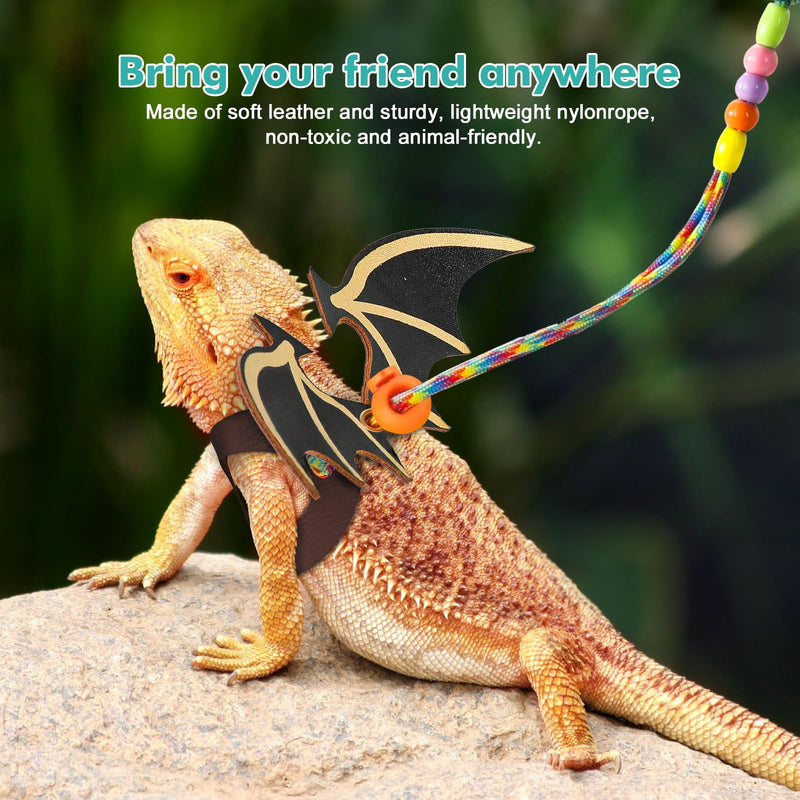 LIKZINWA Bearded Dragon Lizard Leash Harness,4 Size Pack Adjustable Small Animal Harness for Reptile and Small pet (New Dinosaur Wing) New Dinosaur Wing - PawsPlanet Australia