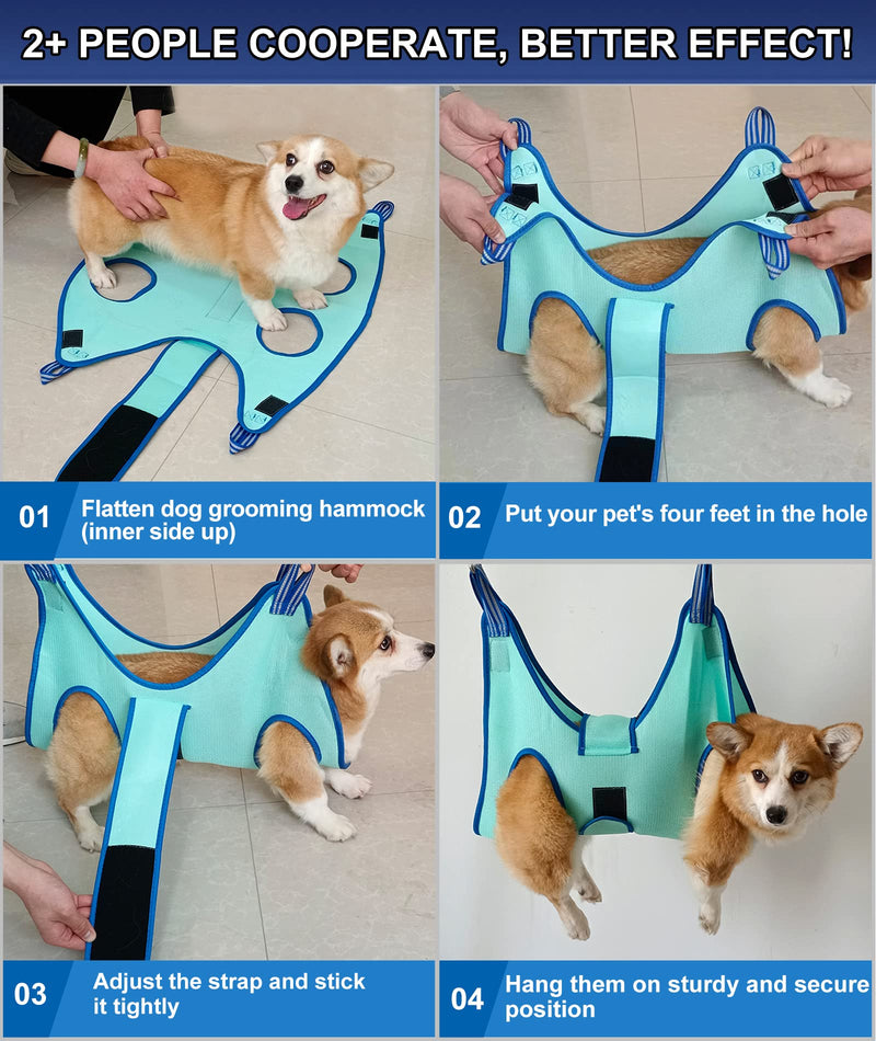 Dog Grooming Hammock,Medium - Large Hanging Harness Holder for Nail Clipping,Nail Trimming Hammock for Pet,Grooming Sling Hanger Restraint for Claw Care Large 42 LB Max/Turquoise - PawsPlanet Australia