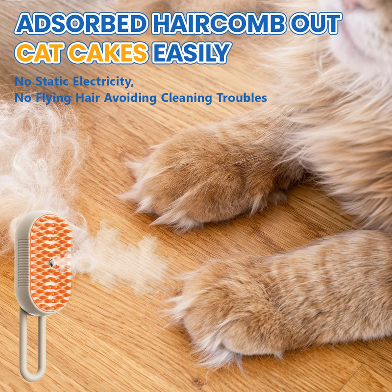 4 in 1 Cat Steam Brush for Shedding, Rechargeable Steam Pet Brush for Dog and Cat, Anti-Static, Massage, Cleaning, Shedding & Combing All In One!(Brown) Brown - PawsPlanet Australia