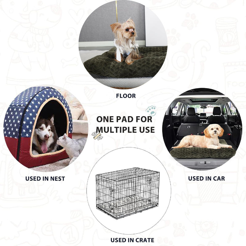 Dog Crate Bed for Small Size Dogs Washable fit 24 inch Crate or Cages Kennel Pad with Anti-Slip Pet Pillow Cushion Sleeping Up to 25 lbs Puppy Cat,24x18 Olive Green 24"x17"x4" - PawsPlanet Australia