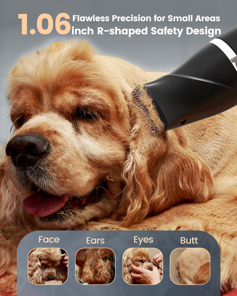 4 in 1 Dog Clippers for Grooming Thick Hair, 2000mAh Heavy Duty Dog Grooming Kit, 2-Speed Low Noise Dog Paw Trimmer with Nail Grinder for Body, Paws, Nail, Face, Ears, Legs - PawsPlanet Australia