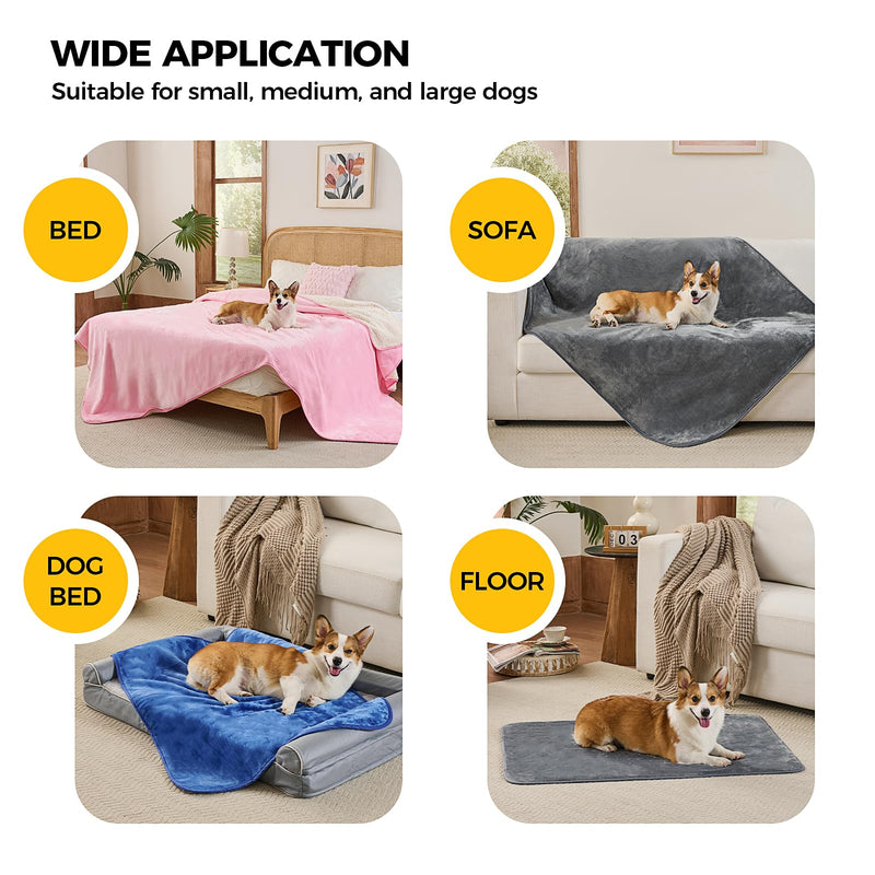 Sunheir Waterproof Dog Blankets for Large Dogs - Cat Blanket Washable for Couch Protection, Soft Sherpa Fleece Puppy Throw Blanket to Prevent Urine Leaks & Protects Furniture, 40"X 50", Grey L(40x50") - PawsPlanet Australia