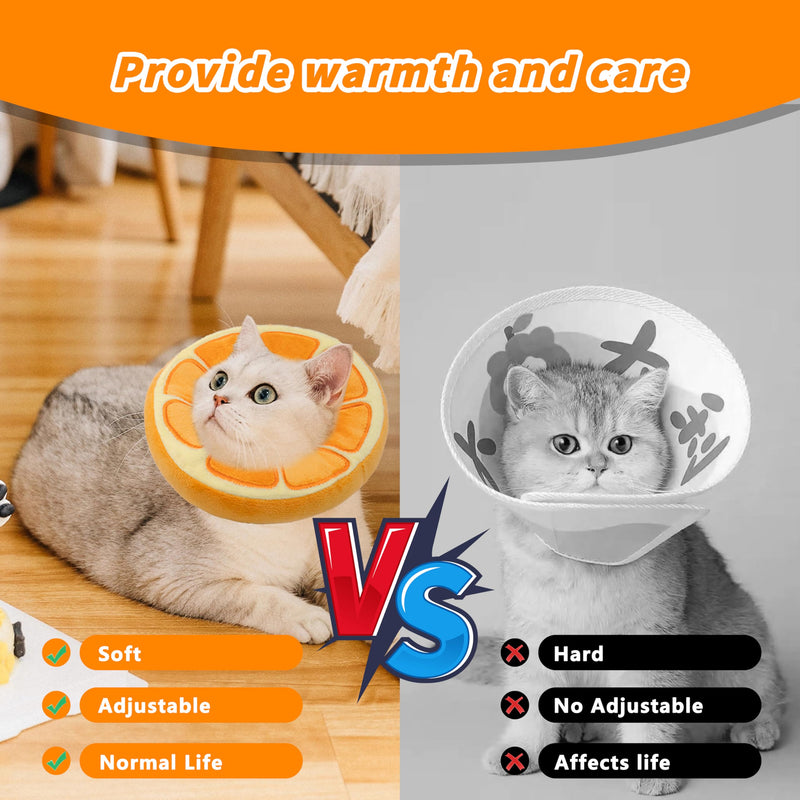 Soft Cat Cone Collar, Cute Cat Recovery Collar Suitable for Small, Medium, Large Cats,Elizabethan Neck Collar for Cats After Surgery (Orange, Small) Orange