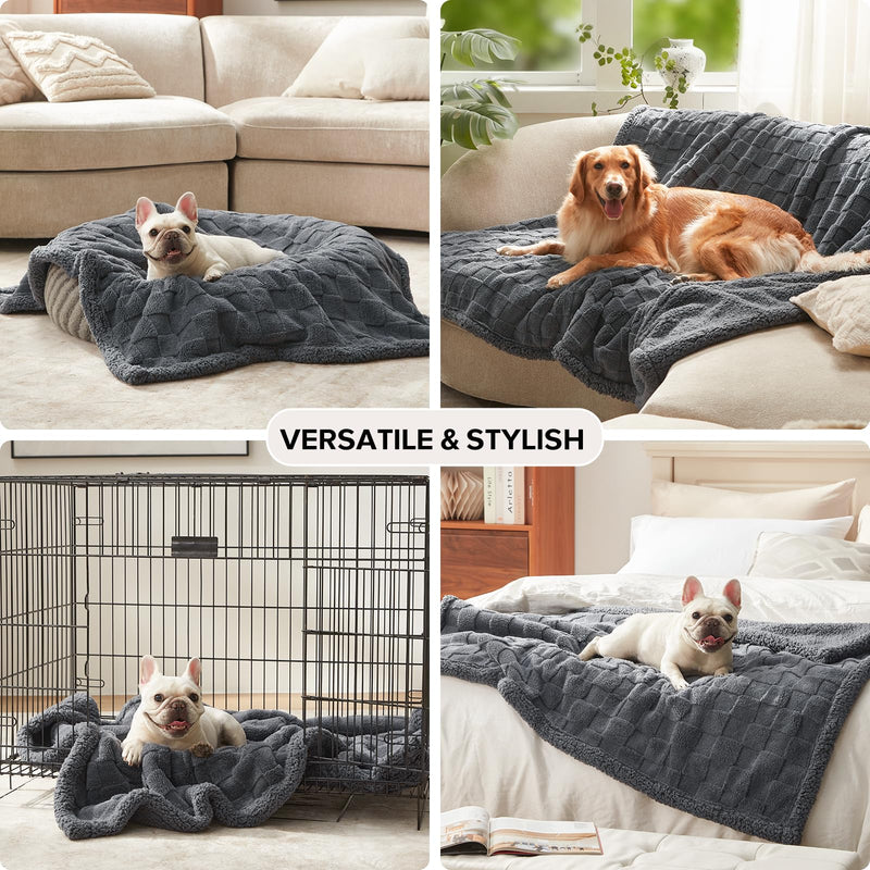 GASUR Waterproof Dog Blankets for Large Medium Dogs, Dog Blanket for Couch Bed, Fleece Pet Blanket for Furniture Sofa Protector, Soft Pet Throw Blankets for Crate Car Outdoor, Washable, 40"x50",Grey Grey L(40"x50") - PawsPlanet Australia