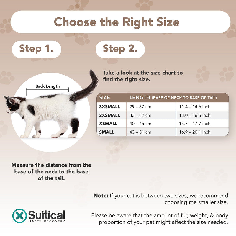 Cat Recovery Suit - Cat Recovery Suit for Spay, Neuter, Suture, Incision, & Skin Conditions - Breathable Fabric with Back Opening - XXS Cat Suit by Suitical, Tiger Print 2XS(13-16.5 in) - PawsPlanet Australia