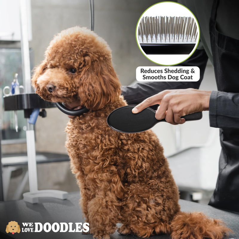 Pin Brush for Dogs, Pet Grooming Detangler Pin Dog Brush, Dog Brush for Shedding and Removing Loose Fur, Lightweight Beech Wood with Silver Plated Pins for Dogs with Long Hair [We Love Doodles] - PawsPlanet Australia