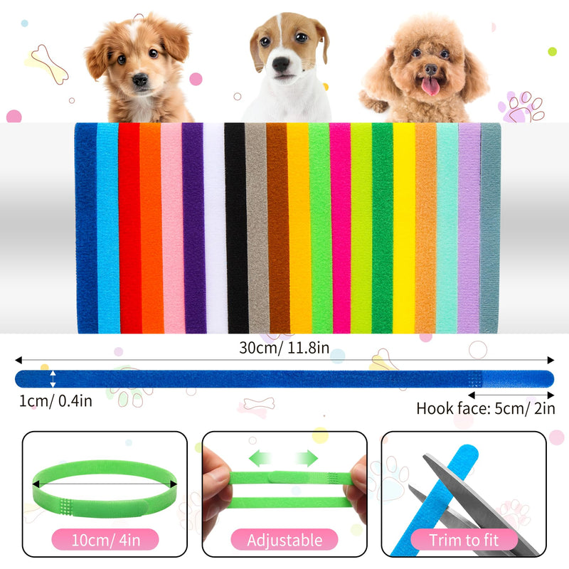 48 Pcs Paw Print Dog Collar and Leash Set with Puppy ID Whelping Collars Quick Release Dog Collar Hook and Buckle Colored Soft Nylon Foot Pattern Collars for Litter Small Medium Dogs Footprint - PawsPlanet Australia