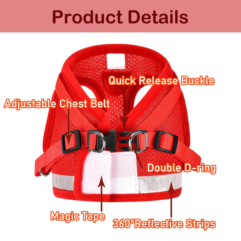 Cat Harnesses and Puppy Harness with Leashes Set, Escape Proof Cat Harness, Adjustable Reflective Soft Mesh Vest Fit Puppy Kitten Rabbit Ferrets's Outdoor Harness M (Chest: 12" - 14") Red - PawsPlanet Australia