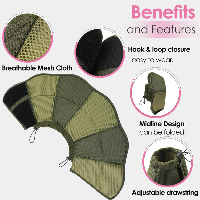 AOFITEE Large Dog Cone, Soft Cone for Dogs to Stop Licking, Breathable Dog Cones for Large Dogs After Surgery, Pet Recovery Collar E-Collar Alternative to Prevent Licking Wounds, ArmyGreen Large