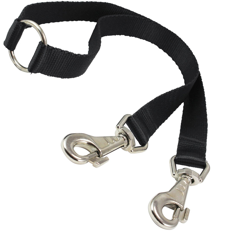 15" Nylon 2-Way Double Dog Leash - Two Dog Coupler Black 3 Sizes Large: 1" Wide - PawsPlanet Australia