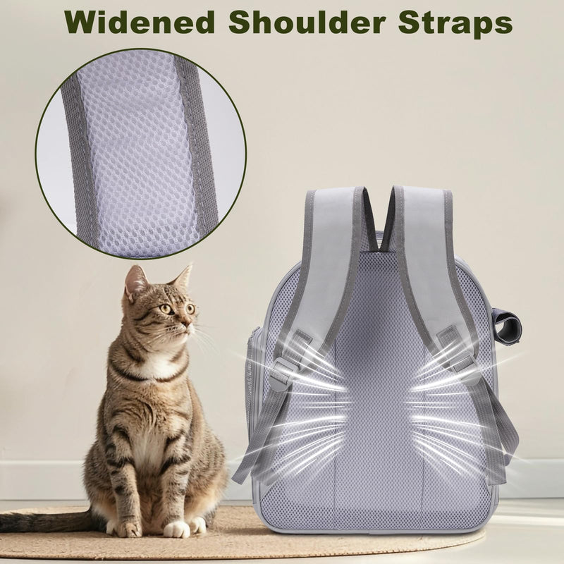 Cat Carrier Backpack, Spacious Breathable Cat Carrying Bag with Three Openings Removable Mat, Pet Backpack up to 7kg/15.4 Lb with Breathable Mesh, for Small Large Cat Pet Puppy Travel Grey - PawsPlanet Australia