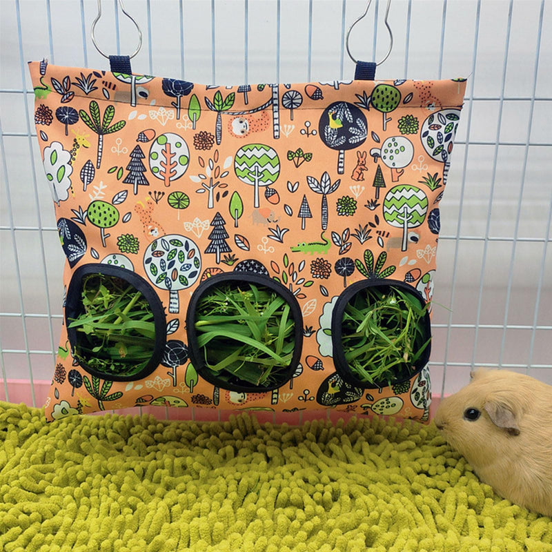 Rabbit Hay Feeder Bag, Guinea Pig Hay Feeder for Cage Small Animal Hanging Feeding Bags Rabbit Hay Dispenser Storage for Rabbits Guinea Pigs Bunnies Chinchillas (Orange,Light Blue, 3 Hole) Orange,Light Blue - PawsPlanet Australia