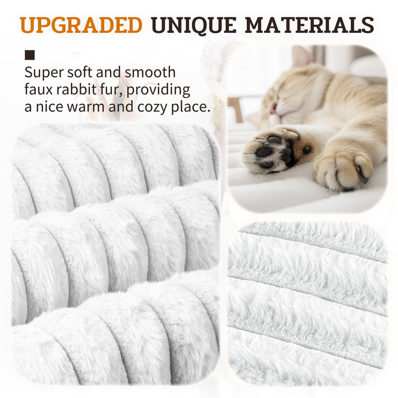 NWK Pack of 4 Fluffy Self Warming Cat Mat, Cat Blanket, Thermal Dog Mat, Washable, Non-Slip Bottom for Sofa & Crate & Kennel & Car Seat (Creamy White, Medium (27'' X 18.5'' X 0.7'')) - PawsPlanet Australia