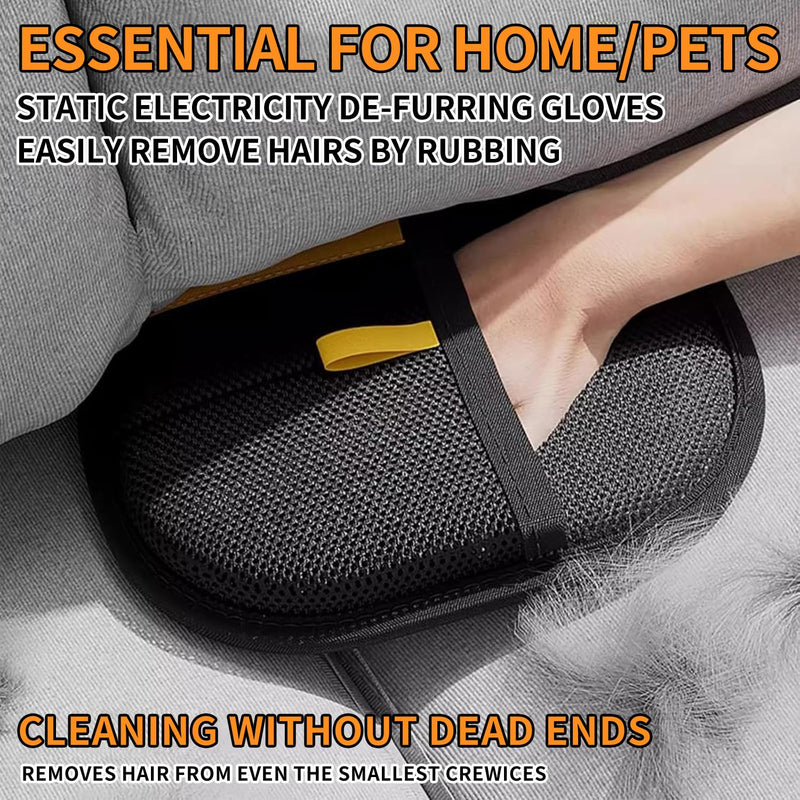 2 Pcs Electrostatic Gloves Pet Hair Removal,Reusable Pet Cat Dog Hair Removal Grooming Gloves Brush Tool Black - PawsPlanet Australia