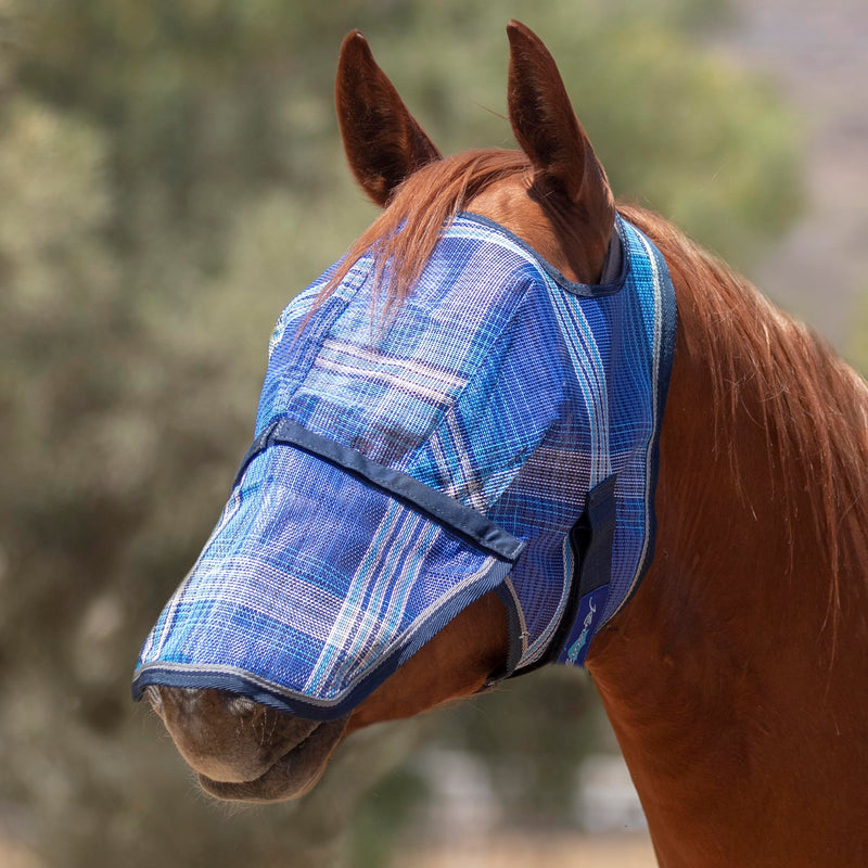 Kensington Signature Fly Mask with Removable Nose — Protects Horses Face and Nose from Biting Insects and UV Rays While Allowing Full Visibility — Ears and Forelock Able to Come Through The Mask XL (Large Horse) 181-Kentucky Blue