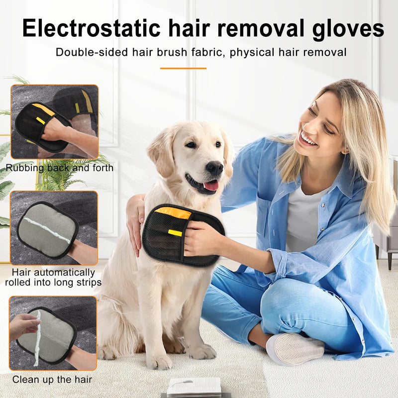 2 Pack Pet Hair Removal Glove, 2025 Washable Reusable Electrostatic Gloves Pet Hair for Cat and Dog, with Electrostatic Tech, for Carpet, Couch, Furniture 2 - PawsPlanet Australia