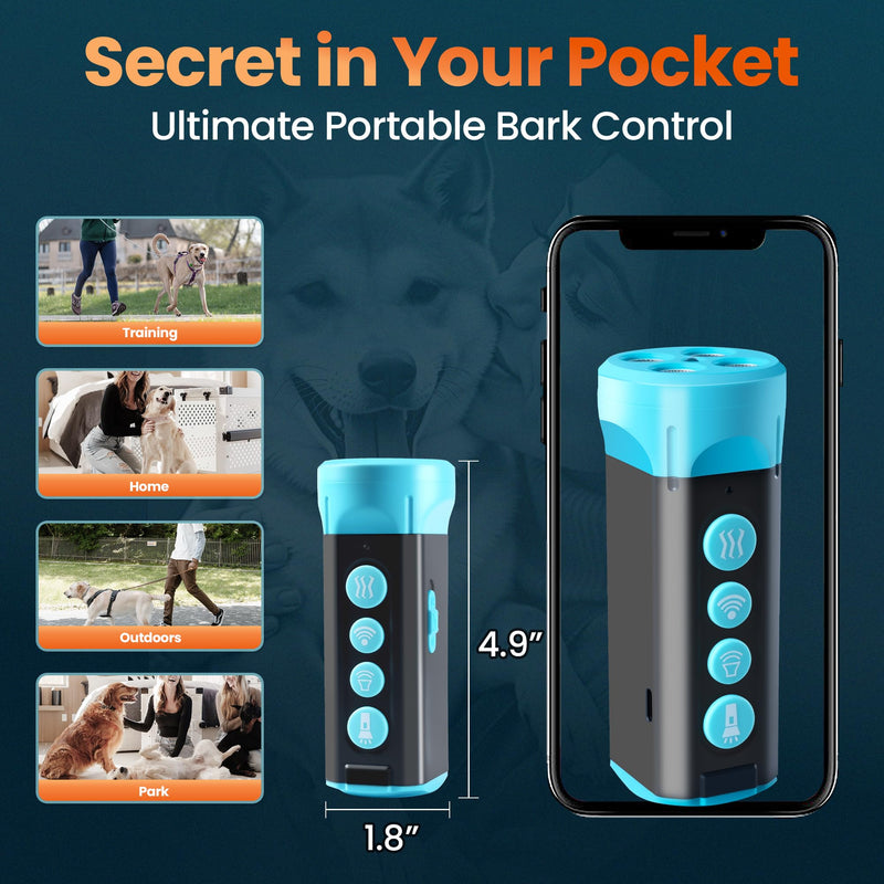 Upgraded Ultrasonic Dog Bark Deterrent, 4+1 Head with Sound Alarm Manual Frequency Adjustable No Shock Humane Training Device for Small/Medium/Large Dogs
