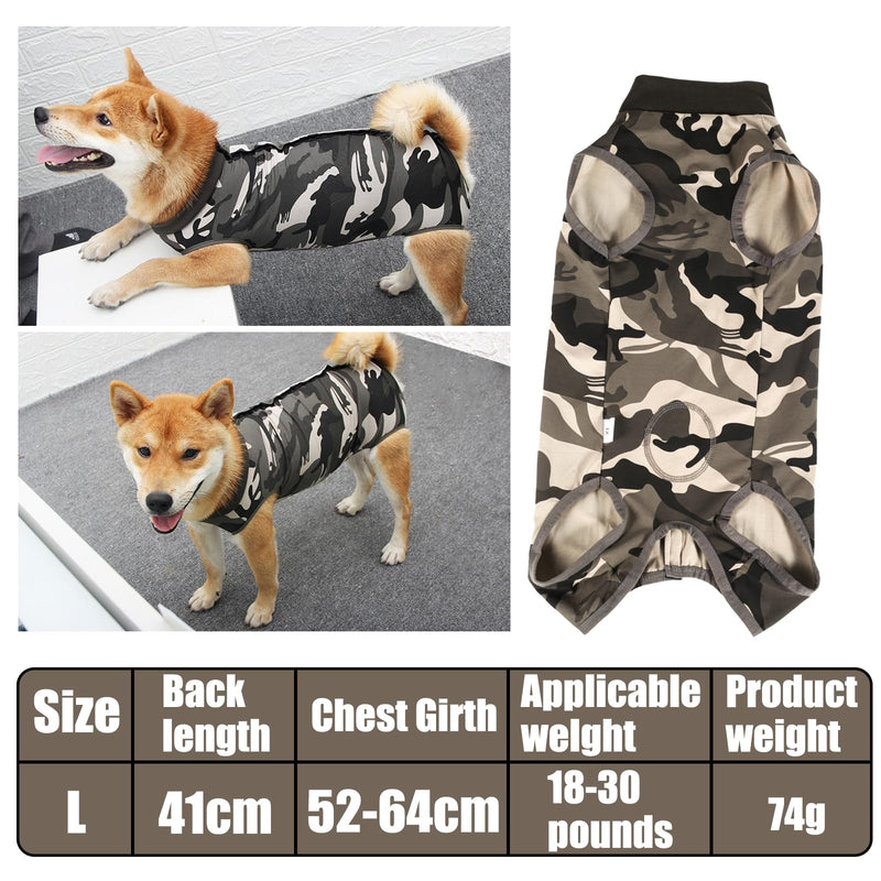 Dog Recovery Suit for Surgery, Dog Vest after Surgery Female, Cone Collar Alternative, Breathable Spay Suit with Camouflage Design for Medium Dogs Prevent Licking, L