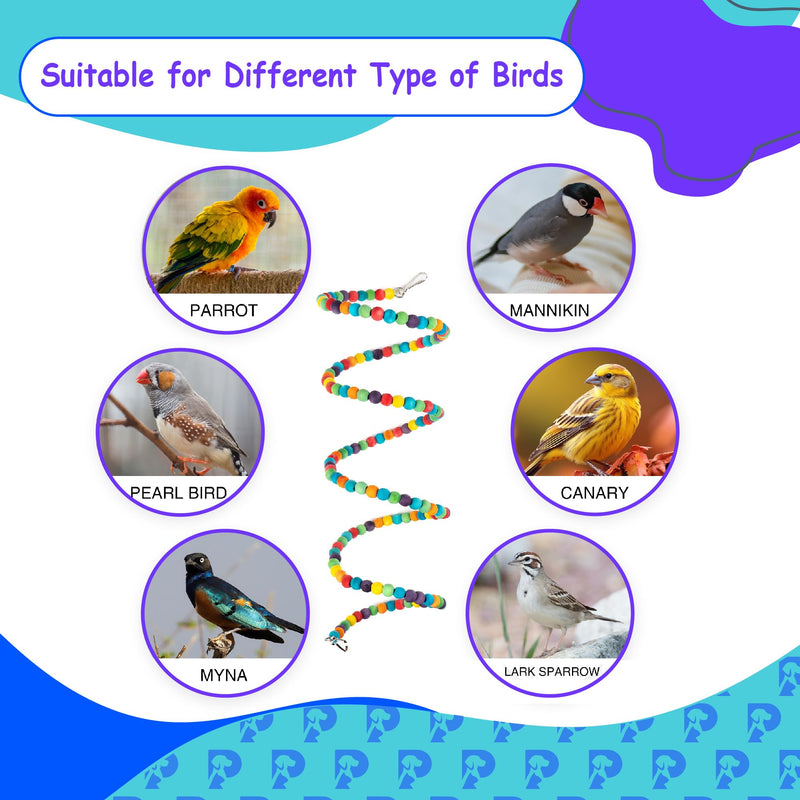 2 PCS 67" Bird Rope - Swing Toy for Birds for Climbing and Chewing - Odor-Free - Perfect for Small to Regular Size Parrots and Cockatiels - Standing Bungee Design, Ideal for Bird Cage - PawsPlanet Australia