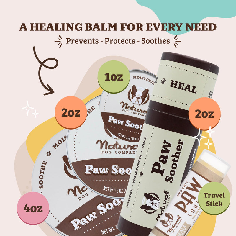 Natural Dog Company - Paw Soother | Dry, Cracked, Irritated Dog Paw Pads, Organic, All-Natural Ingredients, Easy to Apply 2oz/59ml Tin 1 count (Pack of 1) - PawsPlanet Australia