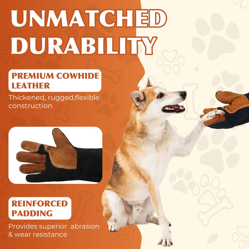HANDLANDY 16 Inches Animal Handling Gloves Bite-Proof & Scratch-Resistant, Safe Durable Pet Gloves for Dogs, Cats, Falconry (Black, 16inch) - PawsPlanet Australia