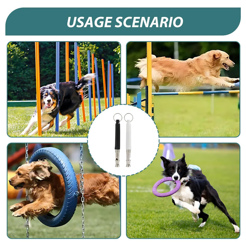 2PCS Dog Training Whistle, Silent Dog Whistle with Lanyard, Adjustable Silent Dog Training Whistle to Stop Barking Neighbors Dog and Recall Training(Black and White) - PawsPlanet Australia