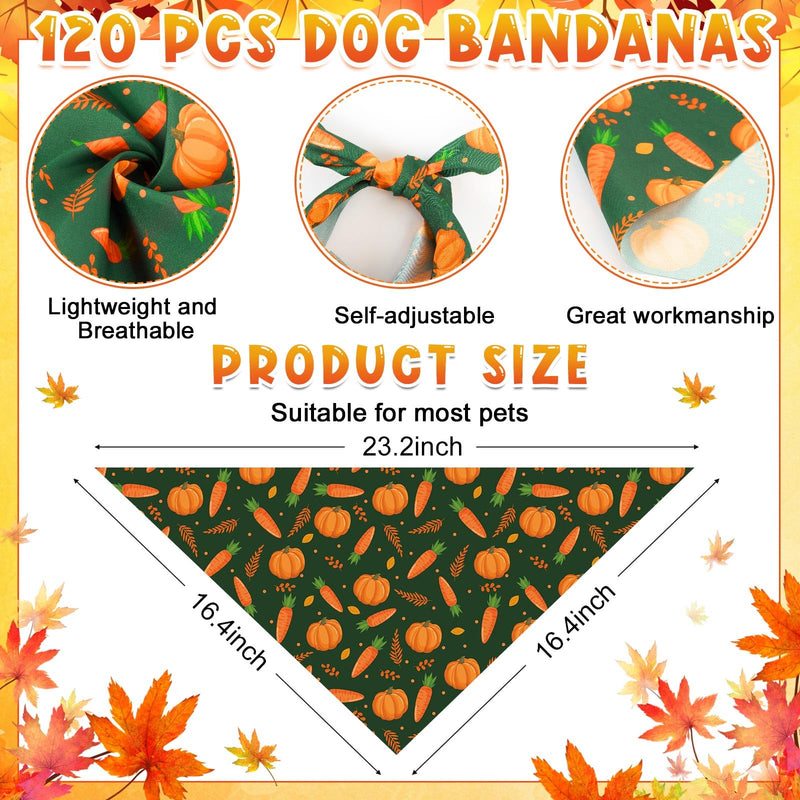 Sanwuta 120 Pcs Fall Bandanas for Dogs Thanksgiving Day Triangle Dog Bandana Autumn Washable Pet Scarves Adjustable Bibs for Small and Medium Pets, 30 Styles - PawsPlanet Australia